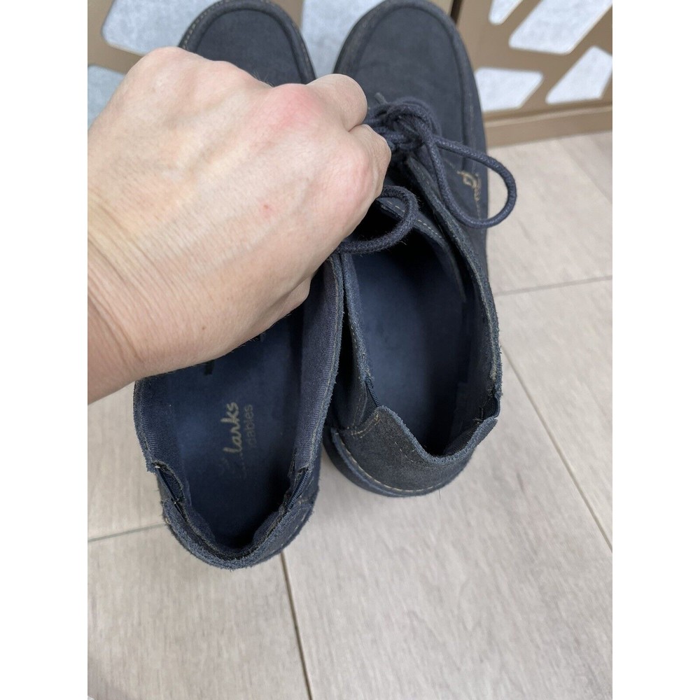 Clarks Bendables Chukka ankle Boots flat Women sz 11 W wide Blue Suede leather - Picture 6 of 7